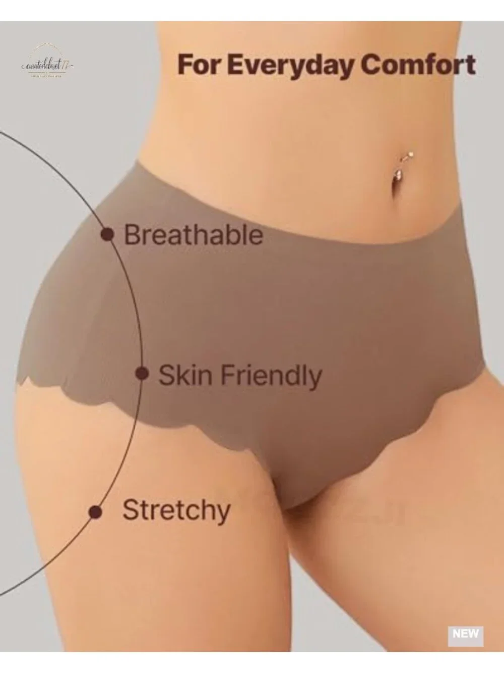 Seamless High Waisted Cheeky Bikini Panties Ribbed No Show Breathable